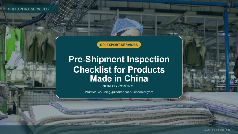 Pre-Shipment Inspection Checklist for Products Made in China - SDI Export Services China sourcing guide