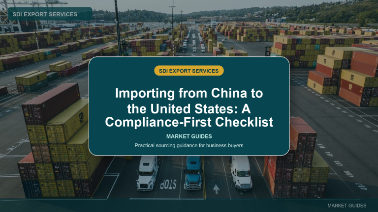 Importing from China to the United States: A Compliance-First Checklist - SDI Export Services China sourcing guide
