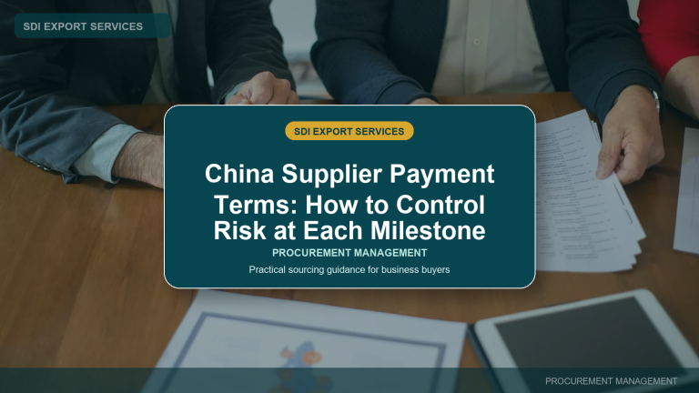 China Supplier Payment Terms: How to Control Risk at Each Milestone - SDI Export Services China sourcing guide