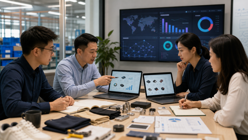 Procurement team using data tools and human verification for China sourcing research