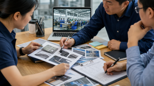 China sourcing team reviewing supplier evidence and risk signals